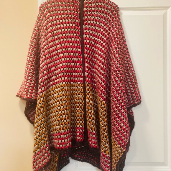 FINAL SALE!!! United Colors of Benetton Wool Blend Multicolored Poncho One Size - Picture 3 of 5
